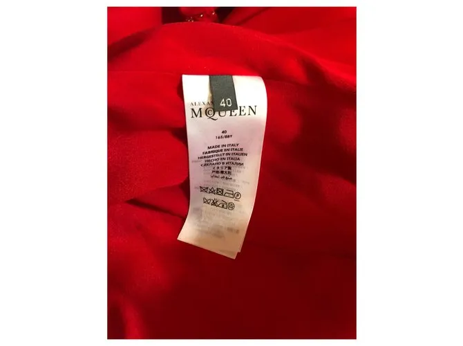 ALEXANDER MCQUEEN  VESTIDO CREPé ROJO ROJA 