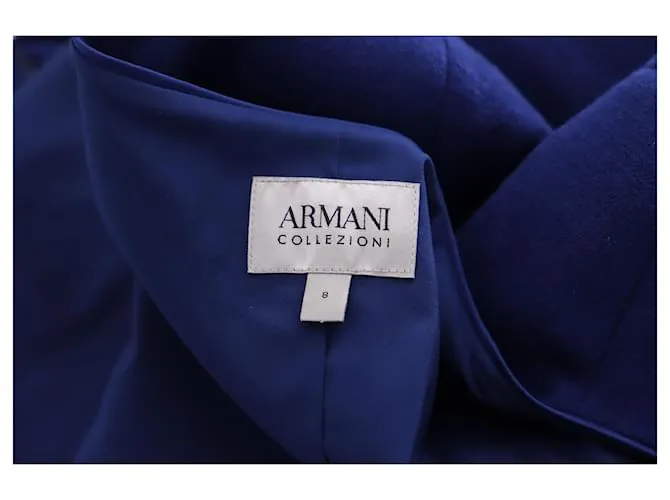 Armani Collezioni Chaqueta peplum de crepé con cremallera en la parte delantera en lana azul 