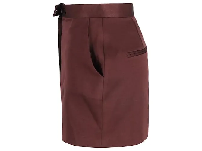 Autre Marque Alex Perry Minifalda Elle de crepé satinado en triacetato rojo Roja Burdeos 