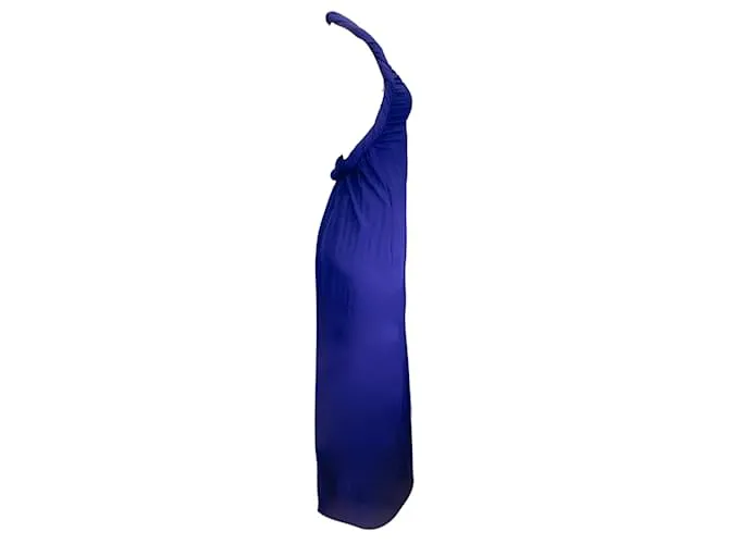 Autre Marque Proenza Schouler Vestido largo halter sin mangas de punto de crepé con frente torcido en azul cobalto 
