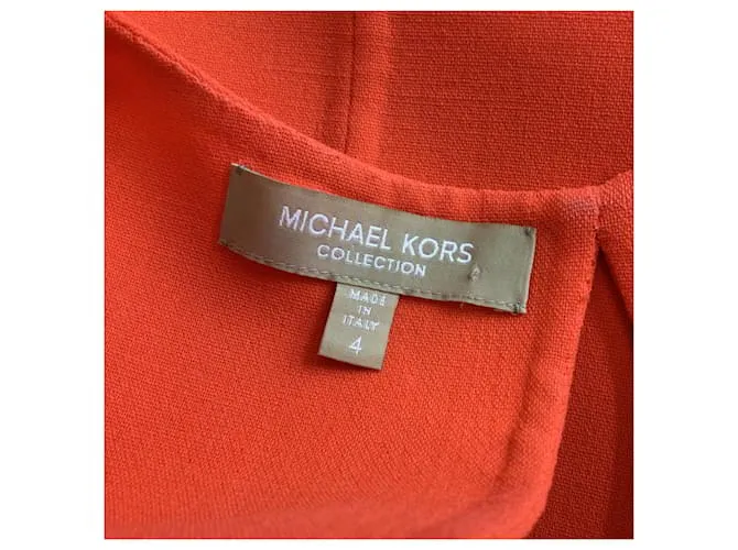 Autre Marque Vestido de crepé de lana sin mangas con detalle de aberturas en naranja de Michael Kors Collection 