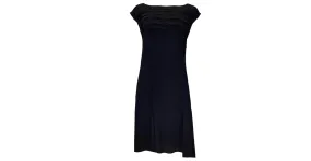 Autre Marque Vestido midi de crepé con volantes en negro de Nina Ricci 