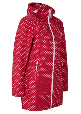 Chaqueta larga de Softshell Rojo de lunares