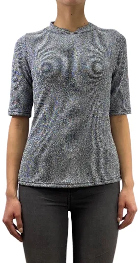 CUT Y PASTE Polera Tejida Metalizada