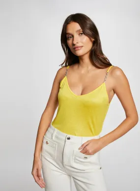 MORGAN BAQUA - Camiseta de tirantes metalizada en amarillo