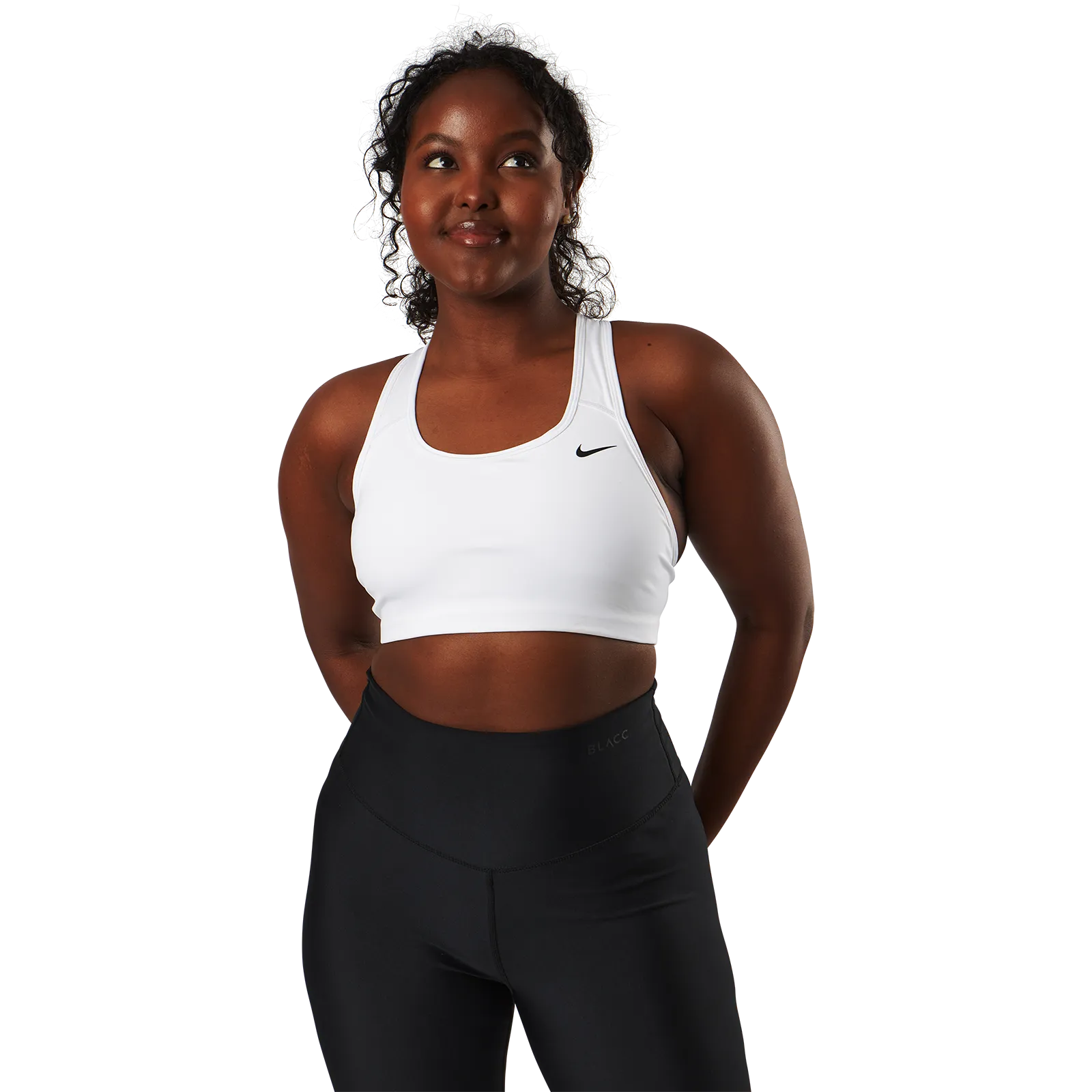 NIKE SWOOSH WOMEN'S MEDIUMSUPPORT NONPADDED SPORTS BRA WHITE/BLACK