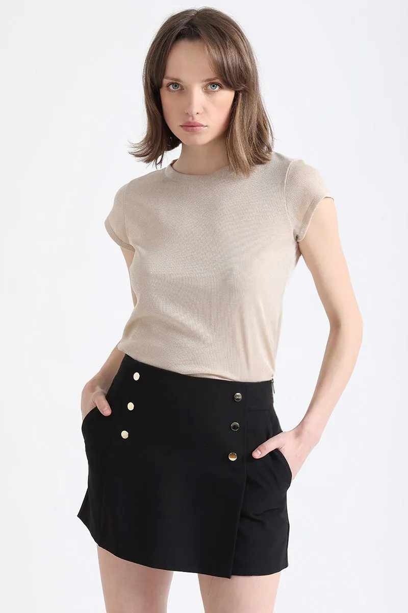 POLERA METALIZADA, BEIGE, COLECCIÓN ITALIA