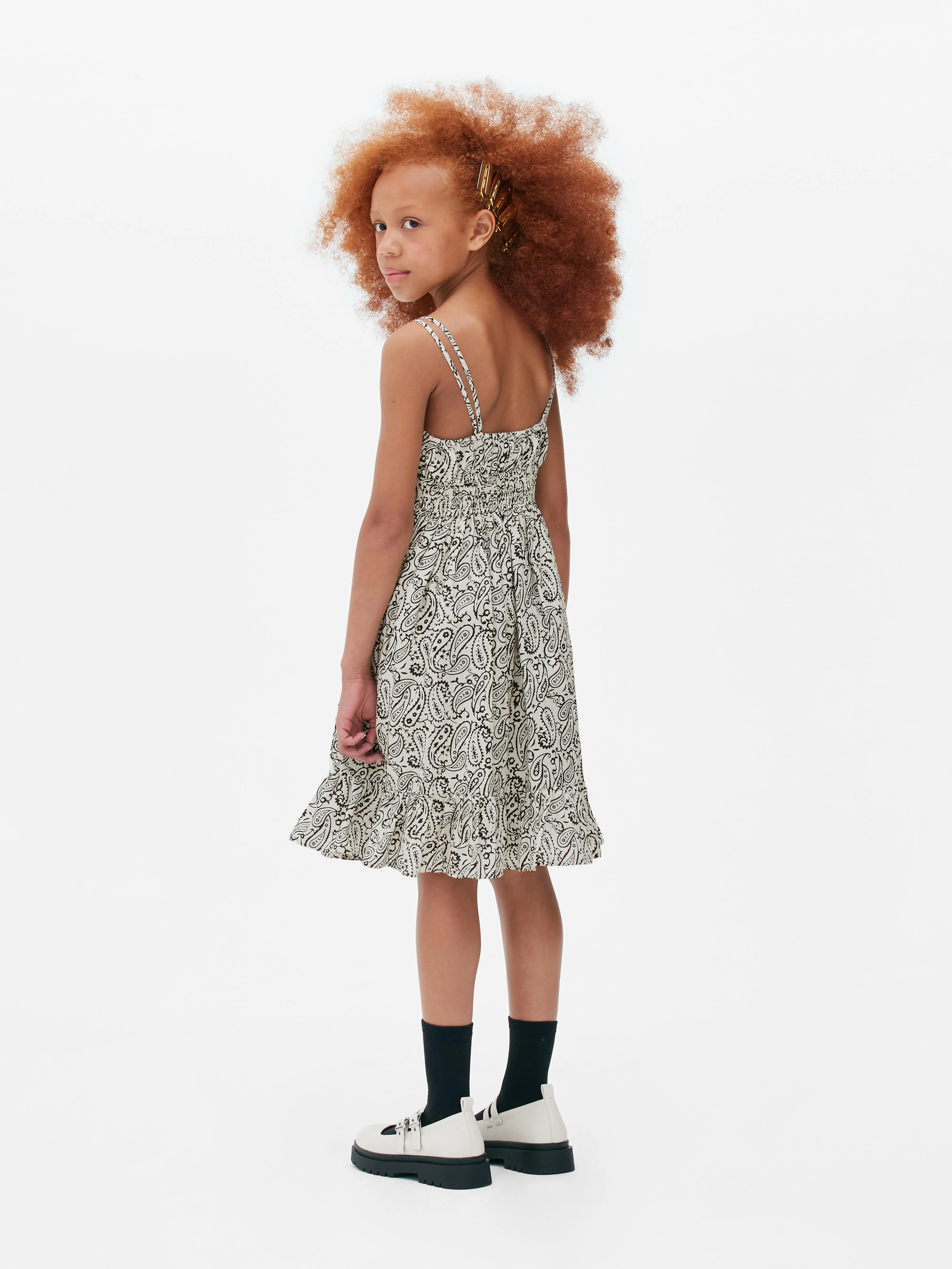 Vestido a capas con estampado de cachemira