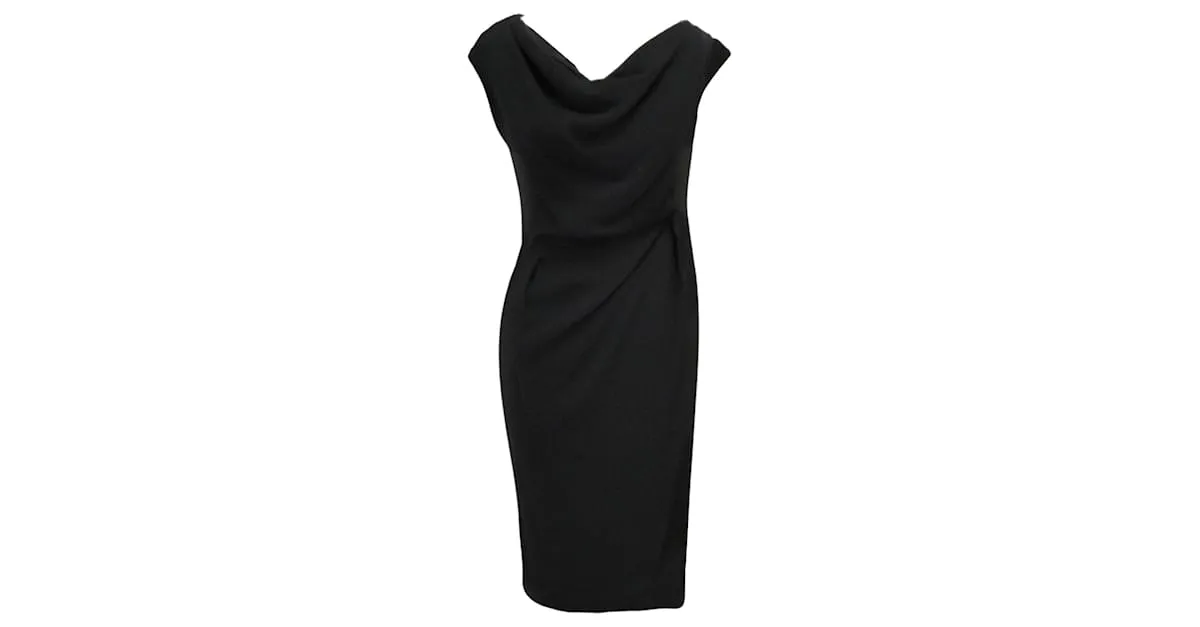 Vestido midi de crepé negro drapeado y recogido de Alexandre Vauthier 