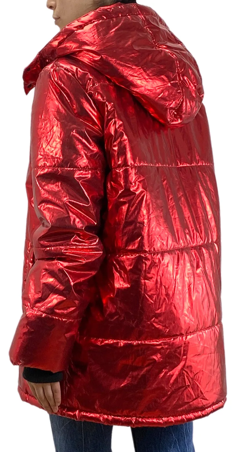VINTAGE Parca Roja Metalizada Forever 21